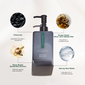 Erno Laszlo huile nettoyante charbon sur un fond clair