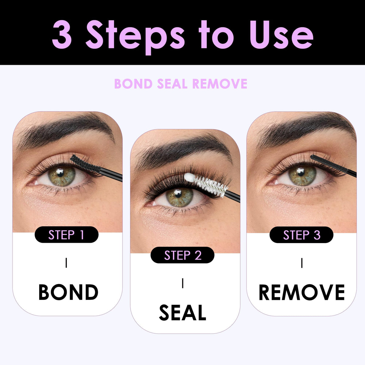 Étapes de retrait des cils avec le détachant GAQQI