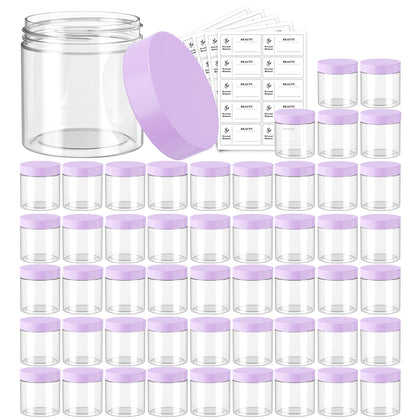 Eternal Moment pack de 50 pots plastiques 4 oz avec couvercles violets