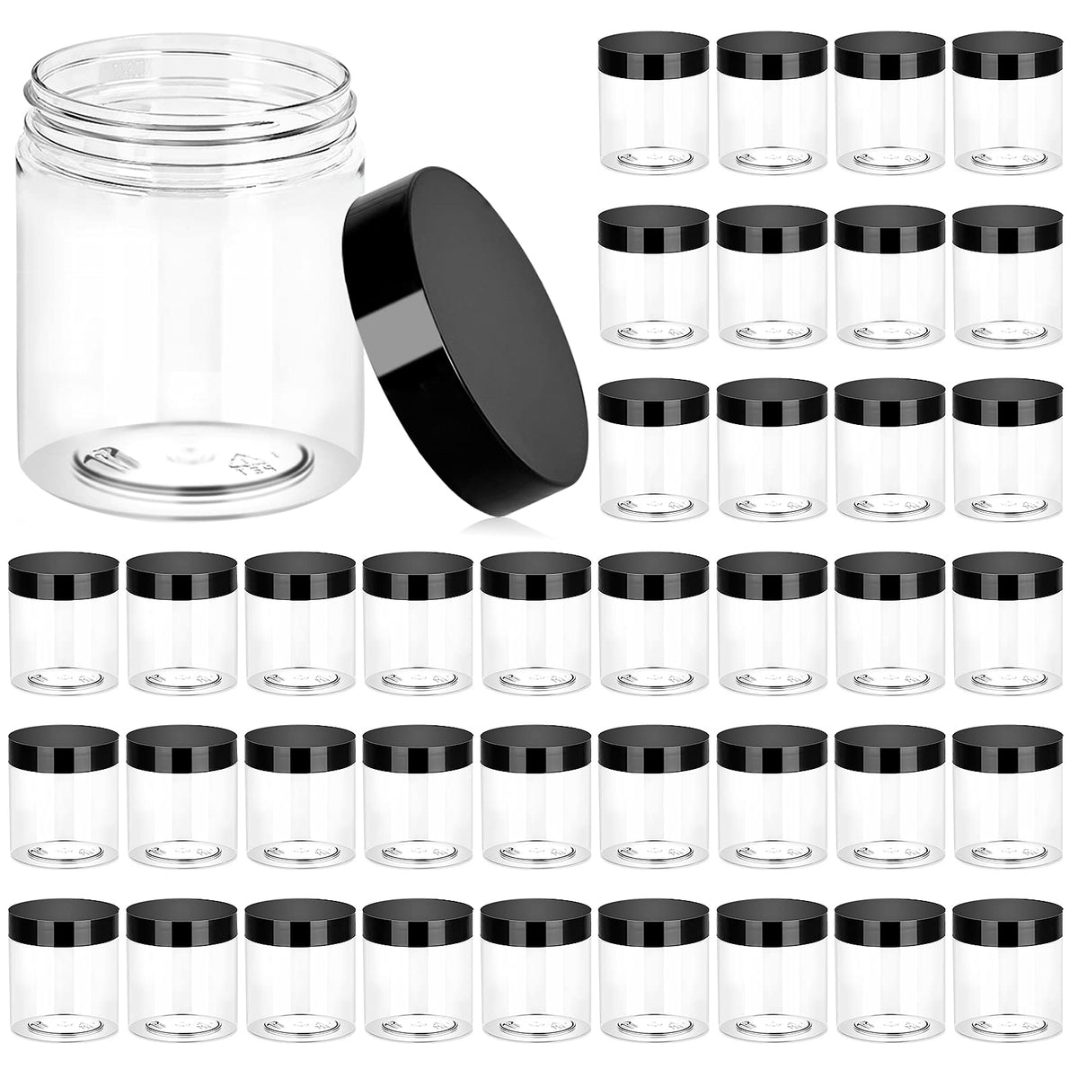 Eternal Moment pots en plastique 8 OZ avec couvercles noirs