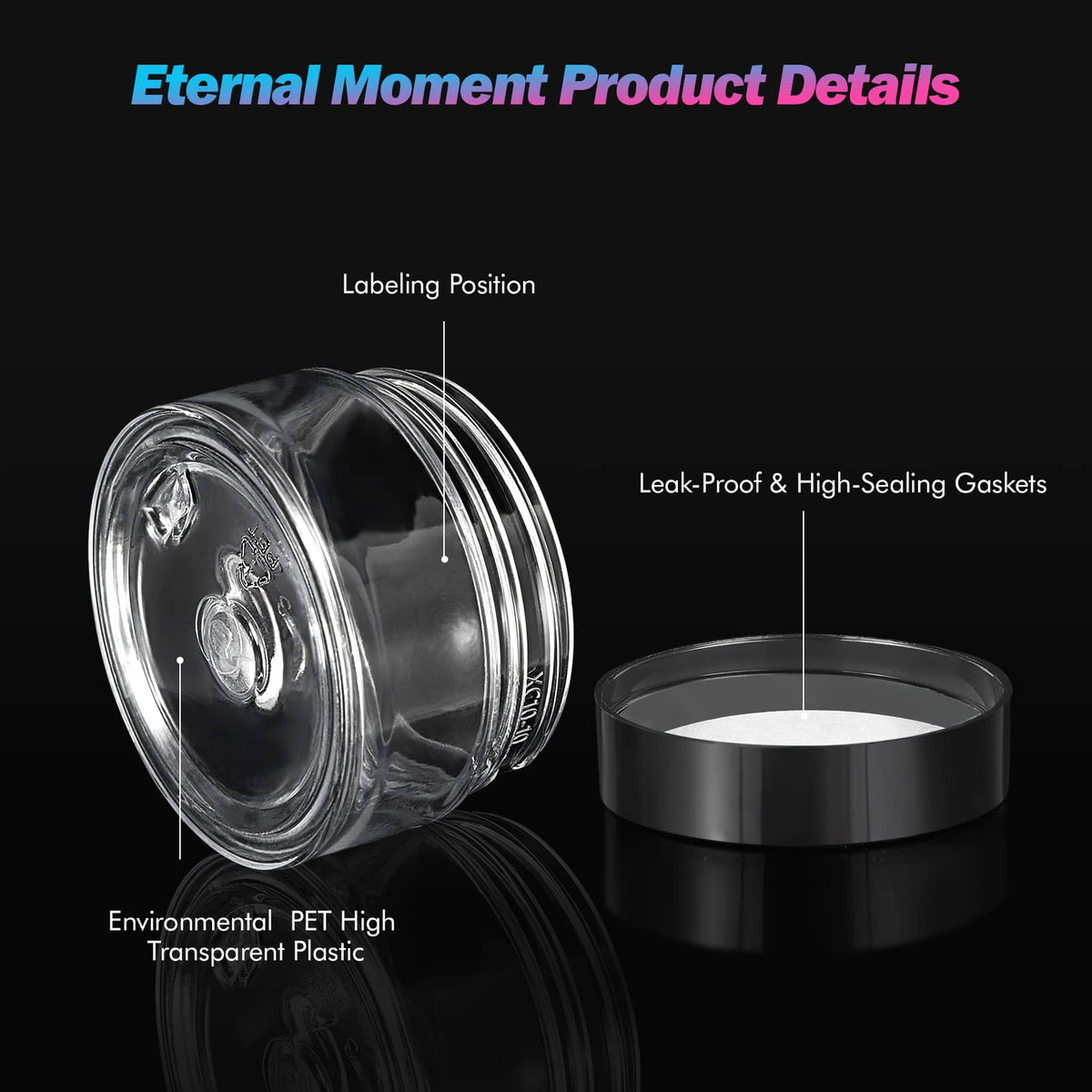 Eternal Moment Pots en Plastique Transparent 1 OZ empilés