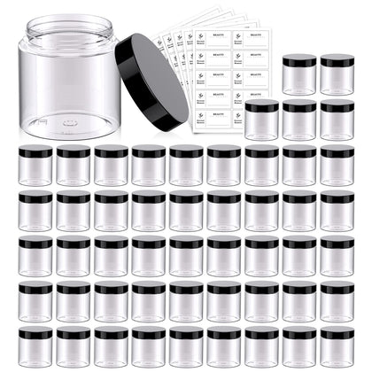 Eternal Moment pots en plastique transparent 4 oz avec couvercles noirs