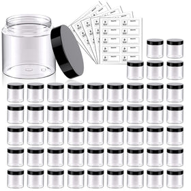 Eternal Moment pots en plastique transparents de 2 oz avec couvercles noirs