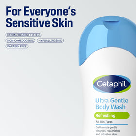 Étiquette avec ingrédients du gel douche Cetaphil