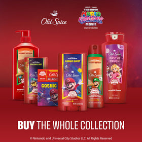 Étiquette de la lotion Old Spice Cosmic Quest avec ingrédients