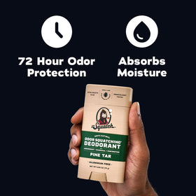Étiquette du déodorant Dr. Squatch avec ingrédients naturels