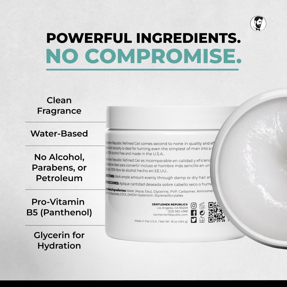 Étiquette du gel coiffant Gentlemen Republic 16oz