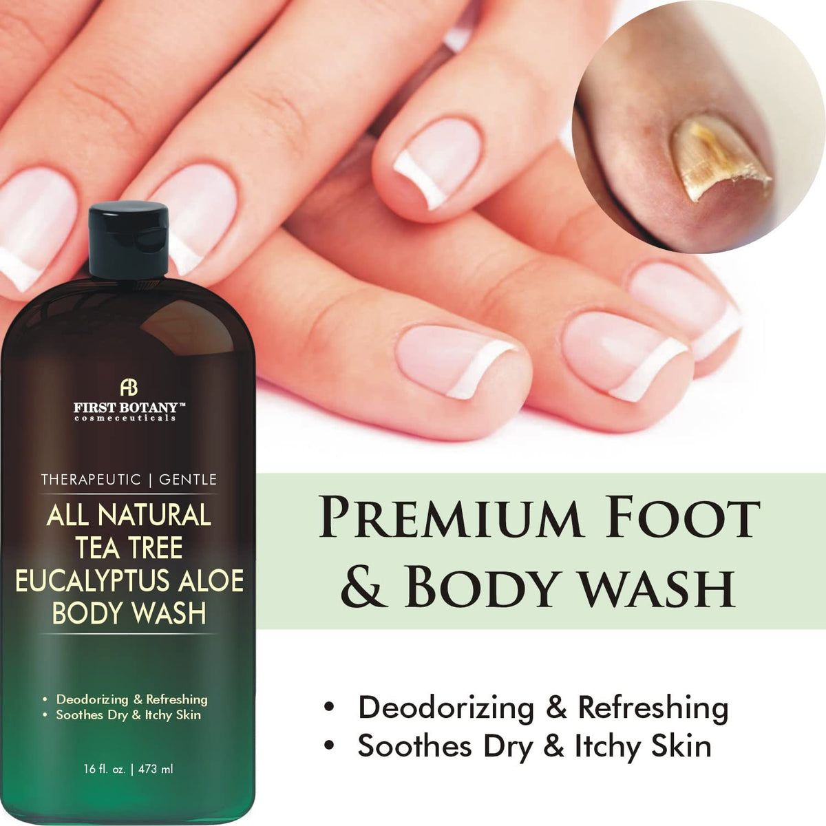 Étiquette du gel douche Eucalyptus et Tea Tree de First Botany