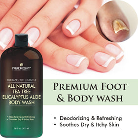 Étiquette du gel douche Eucalyptus et Tea Tree de First Botany