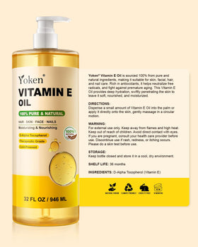 Étiquette du produit Yoken Huile de Vitamine E