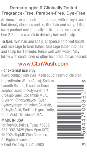 Étiquette du shampooing CLn 110g