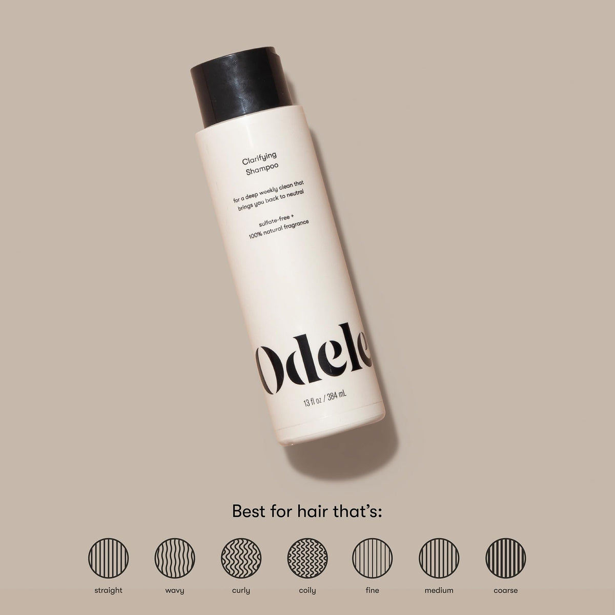 Étiquette du shampooing Odele clarifiant sans sulfates