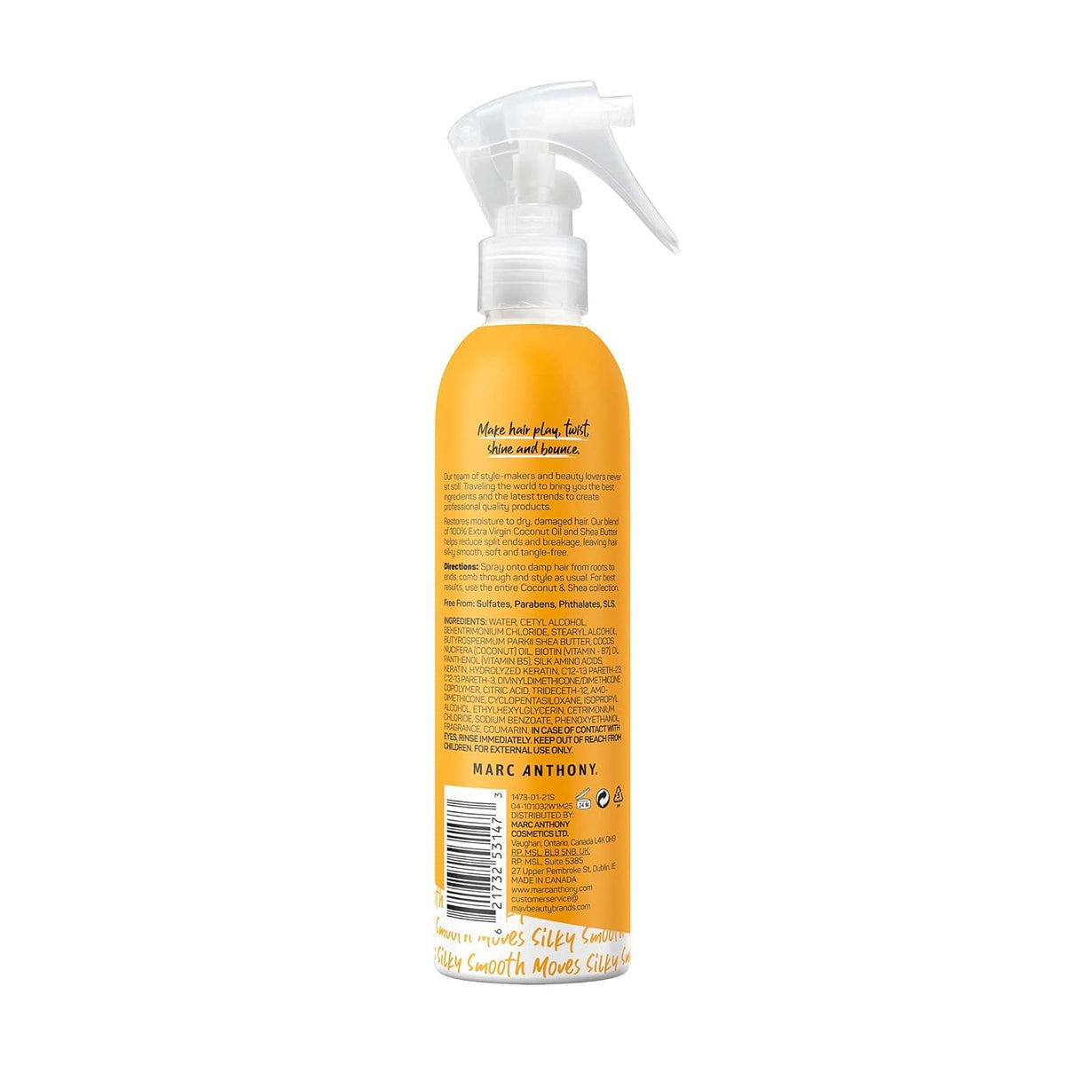 Étiquette du spray conditionneur Coconut Shea Marc Anthony
