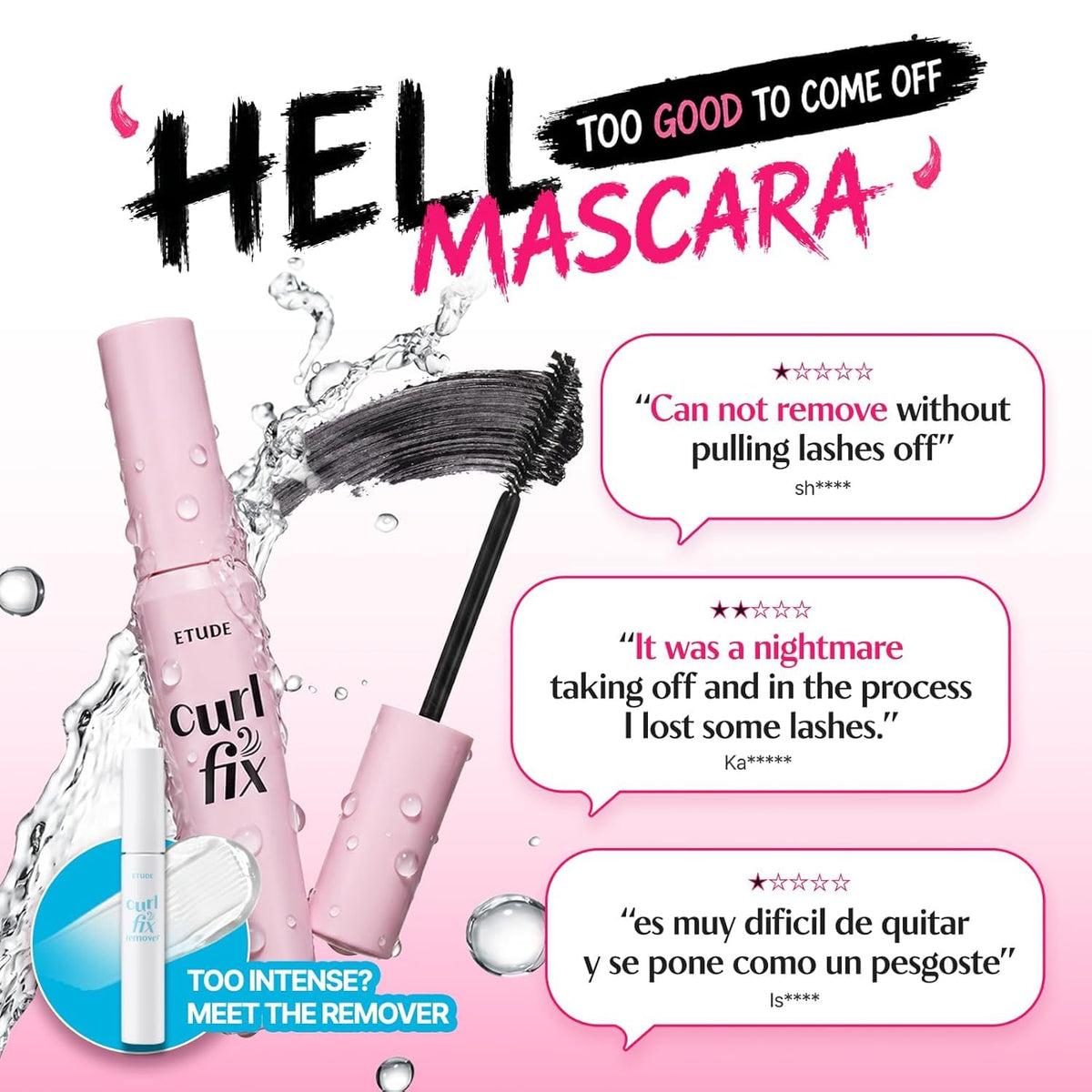 ETUDE Curl Fix Mascara front view with brush
