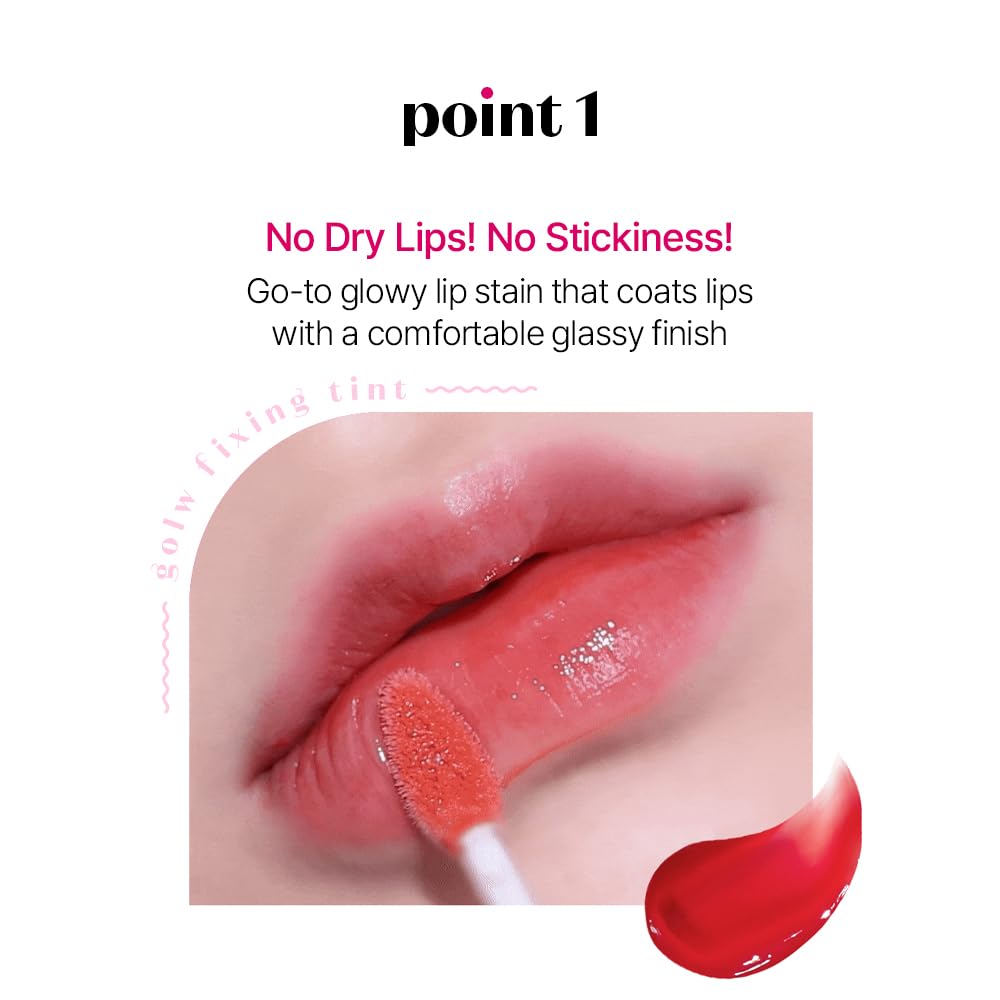 ETUDE Glow Fixing Tint #4 Chilling Red in different lighting