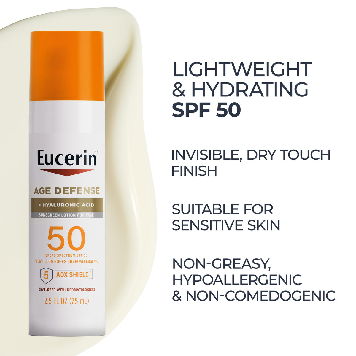 Eucerin Crème Solaire Visage SPF 50 application sur le visage