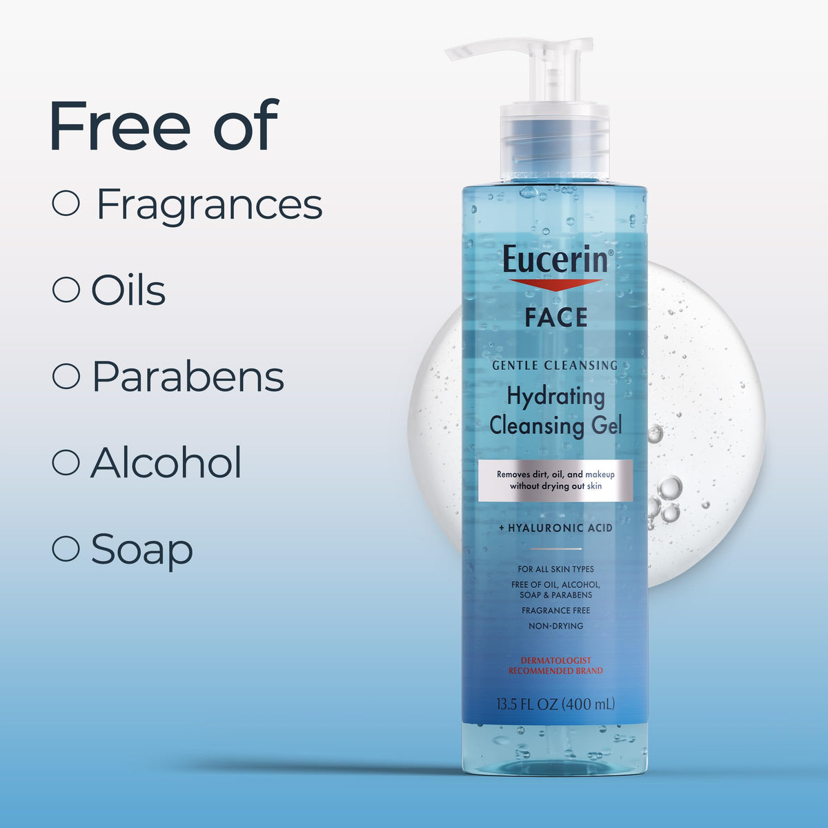Eucerin Gel Nettoyant Hydratant Doux 458g sur surface de lavabo