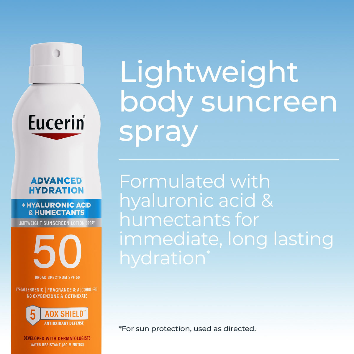Eucerin Spray Solaire Hydratation Avancée SPF 50 avec flacon en spray