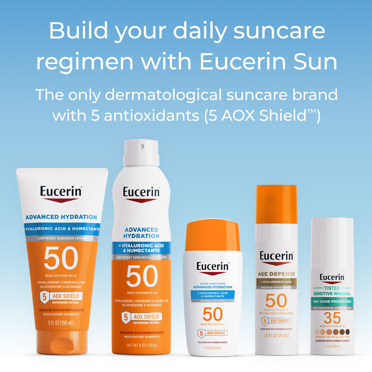 Eucerin Spray Solaire Hydratation Avancée SPF 50 sur une table