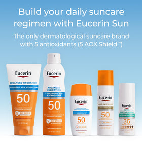 Eucerin Spray Solaire Hydratation Avancée SPF 50 sur une table
