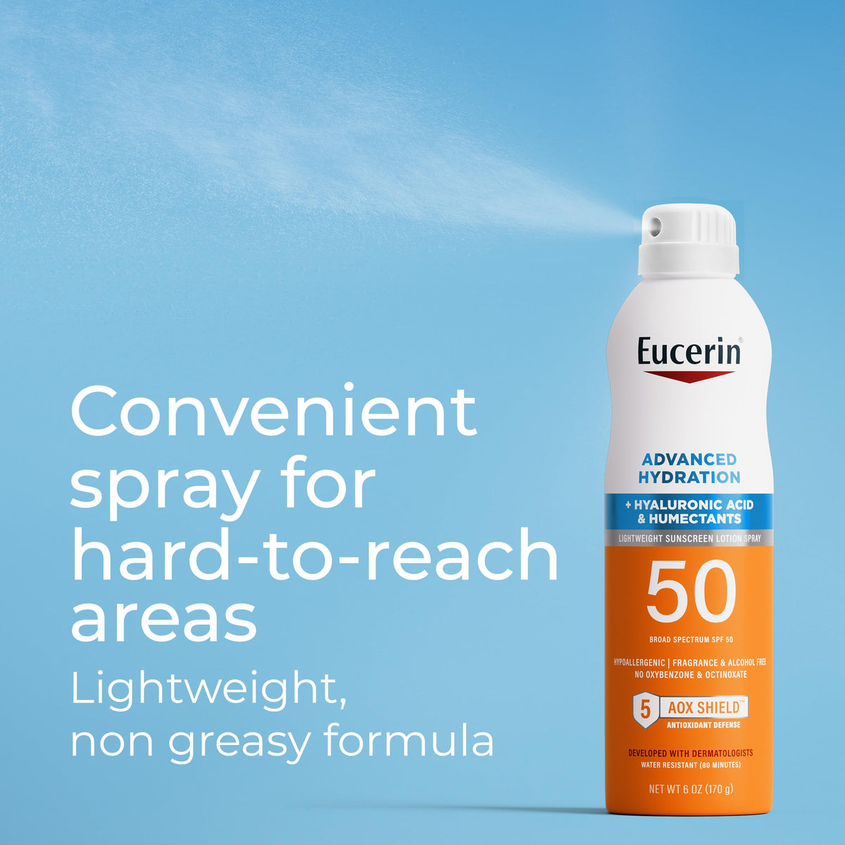 Eucerin Spray Solaire Hydratation Avancée SPF 50 texture légère