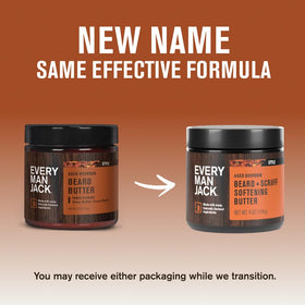 Every Man Jack beurre adoucissant pour barbe Aged Bourbon, mise en scène lifestyle