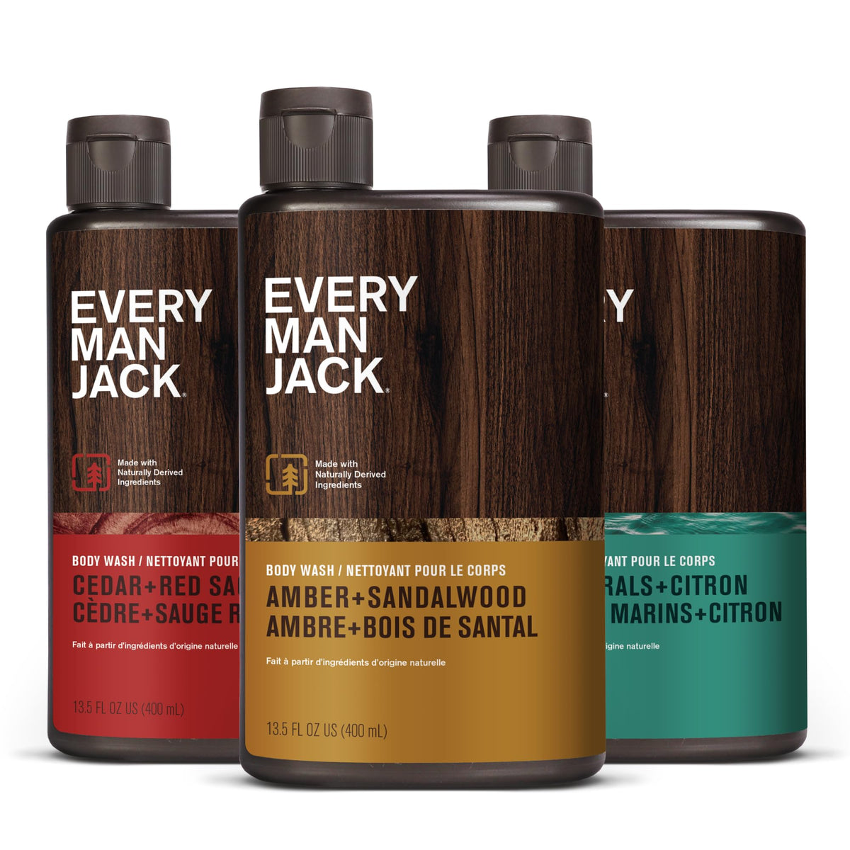 Every Man Jack gel douche hydratant homme pack de 3 avec senteurs naturelles
