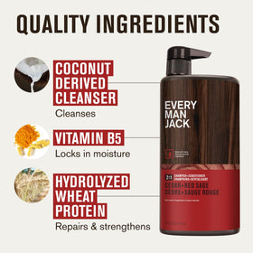 Every Man Jack Shampoo 2-en-1 Cèdre Sauge Rouge 770g côté droit