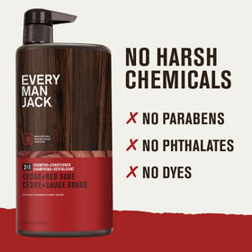 Every Man Jack Shampoo 2-en-1 Cèdre Sauge Rouge 770g côté gauche