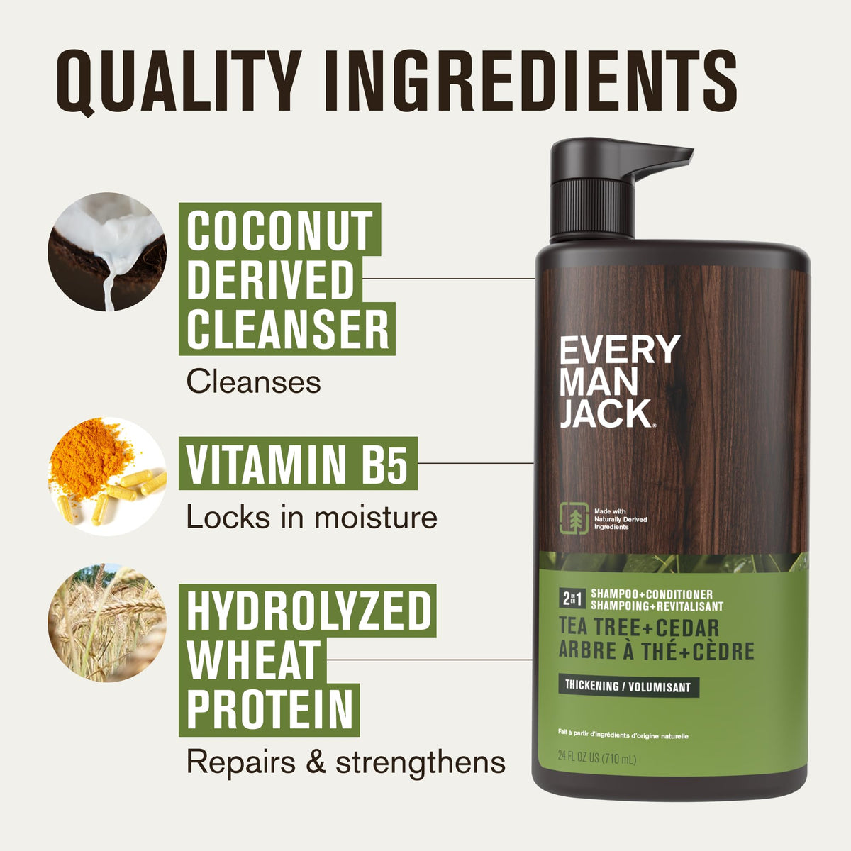 Every Man Jack Shampoo 2-en-1 Tea Tree 24 oz en milieu de bain