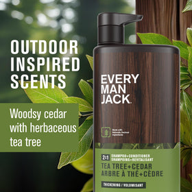 Every Man Jack Shampoo 2-en-1 Tea Tree 24 oz vue arrière