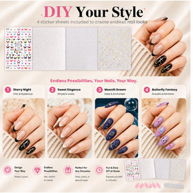 Exemple d'application d'ongles press-on Beetles avec design artistique