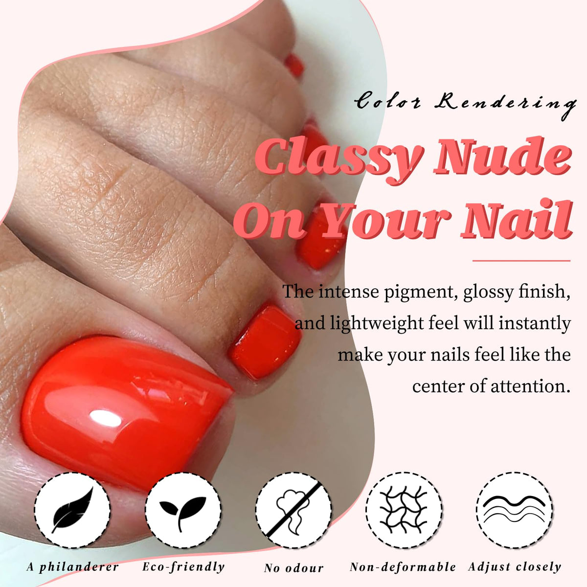 Exemple d'application de faux ongles de pieds LuckForever