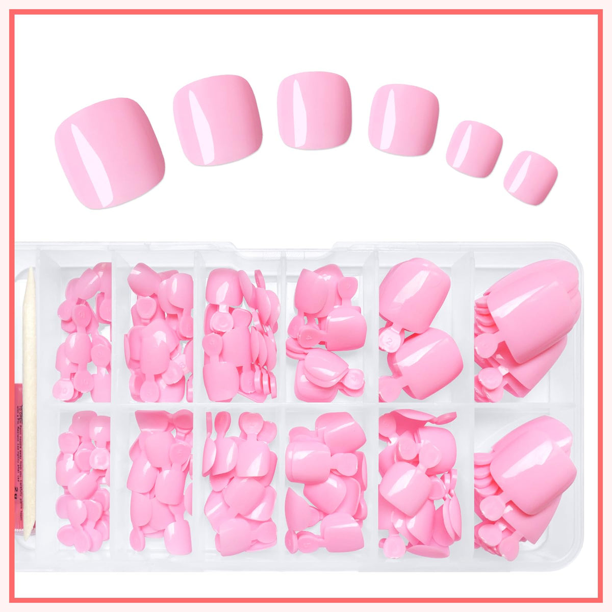 Exemple d'application des faux ongles de pieds LuckForever
