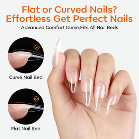 Exemple d'application des tips d'ongles en manucure