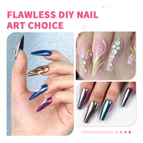 Exemple d'ongles avec effet miroir utilisant SAVILAND