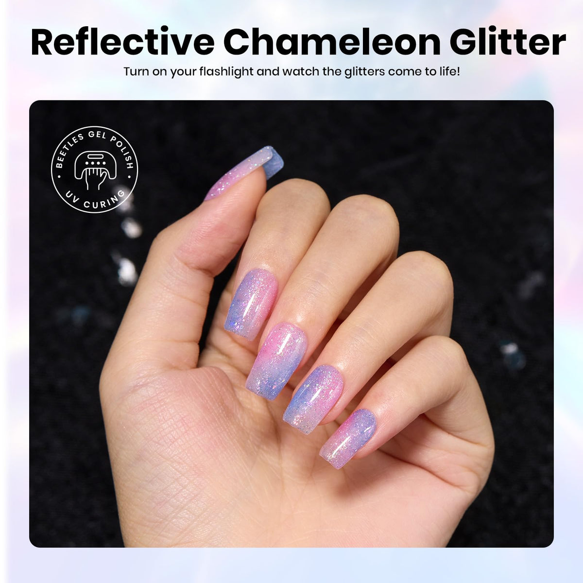 exemple d'ongles avec le vernis à ongles gel beetles Chameleon