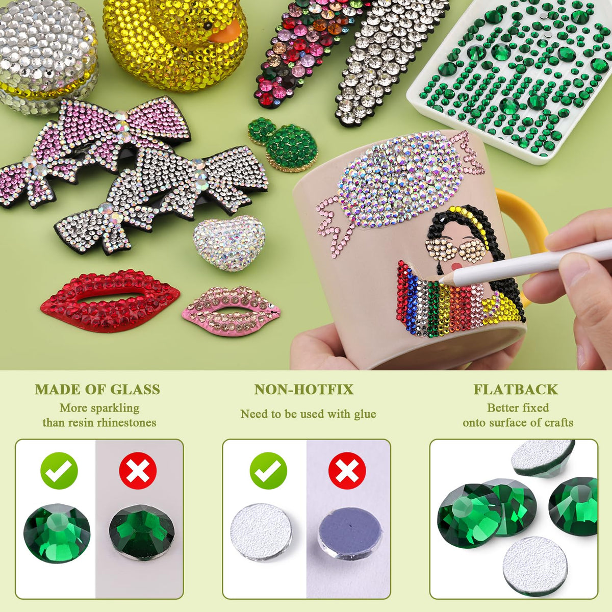 Exemple de créations DIY avec des strass émeraude