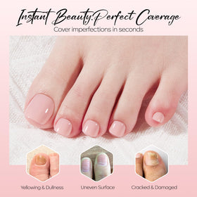 Exemple de faux ongles de pieds avec design de pointes françaises
