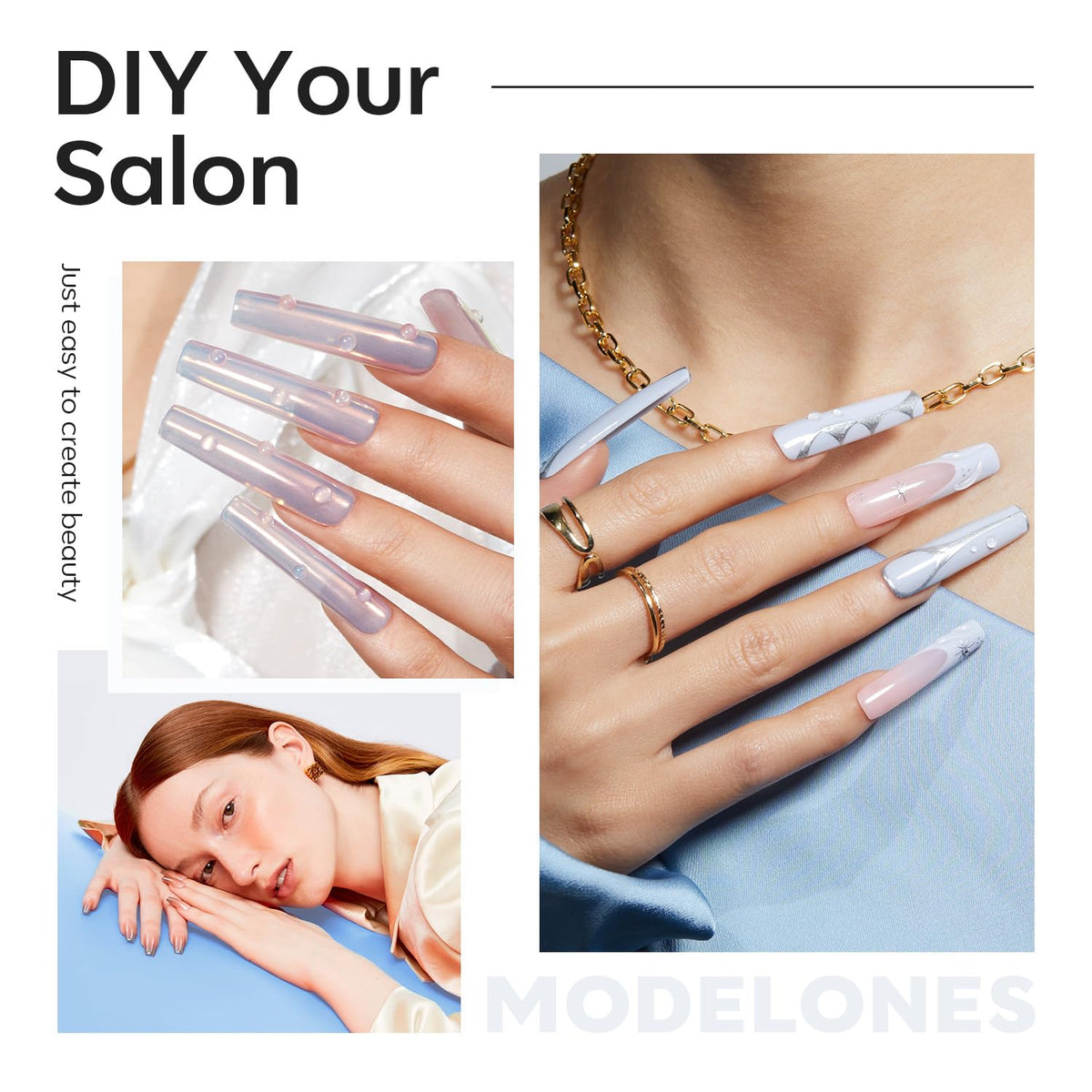 Exemple de manucure avec faux ongles Modelones