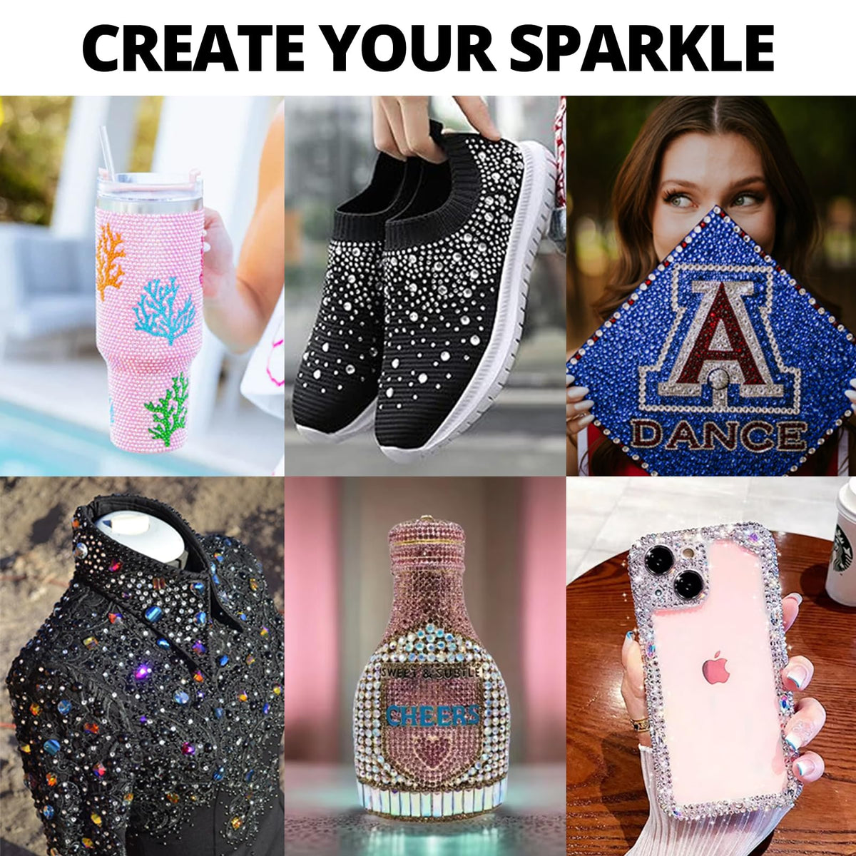 Exemple de projet décoré avec des strass multicolores