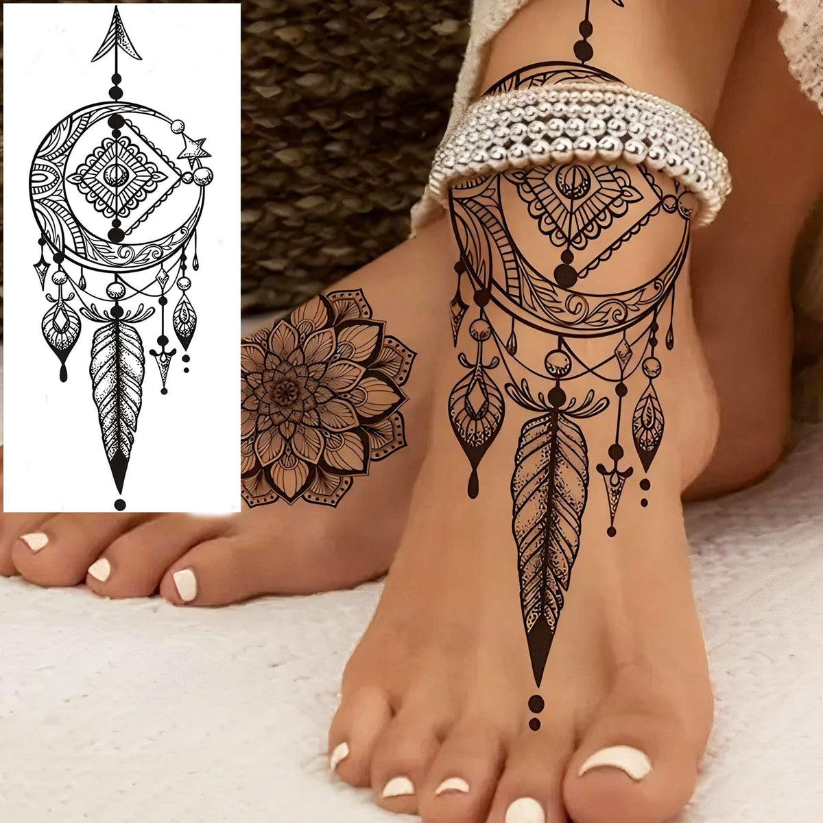 Exemple de tatouages temporaires appliqués sur peau