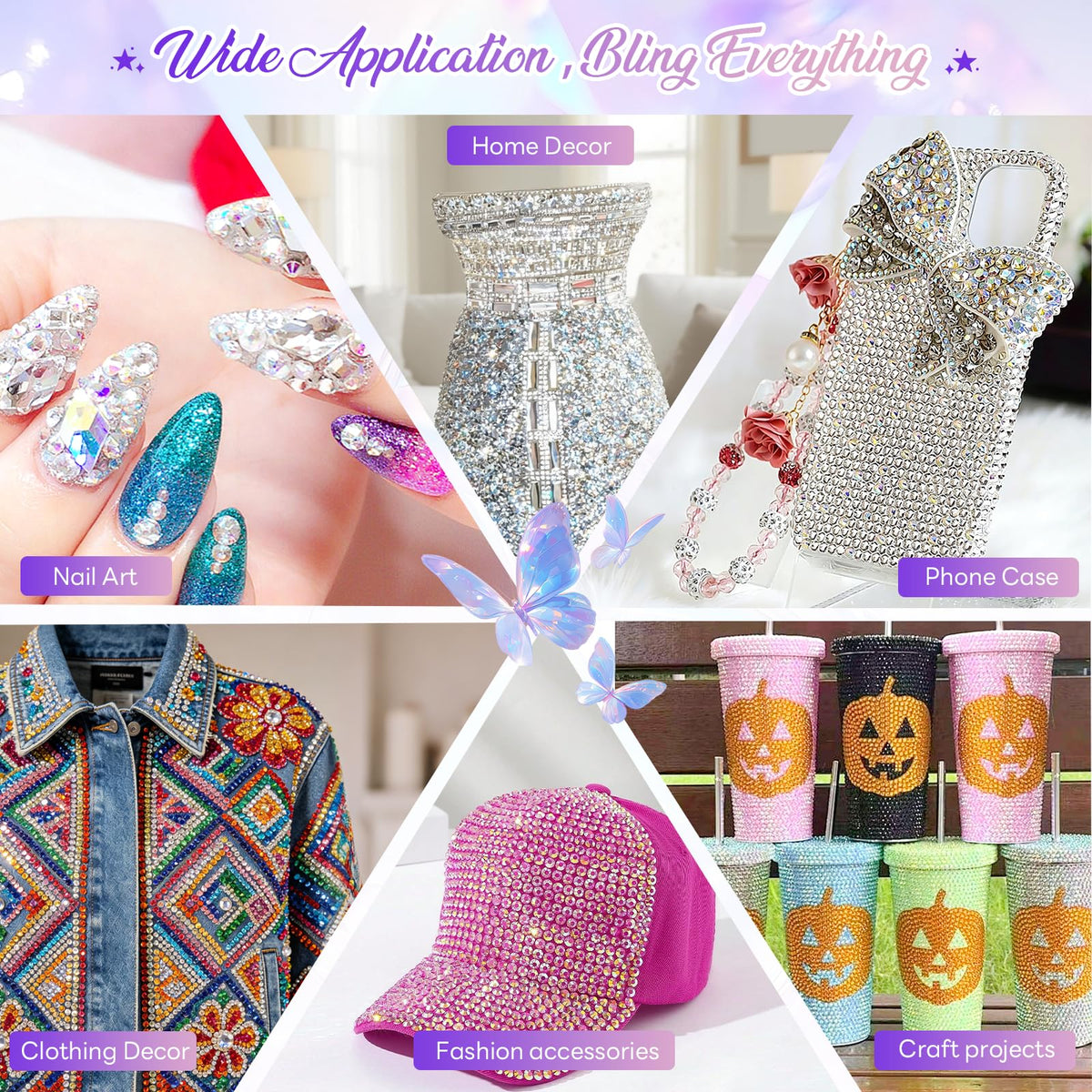 Exemples de créations avec des strass du kit VISRIE