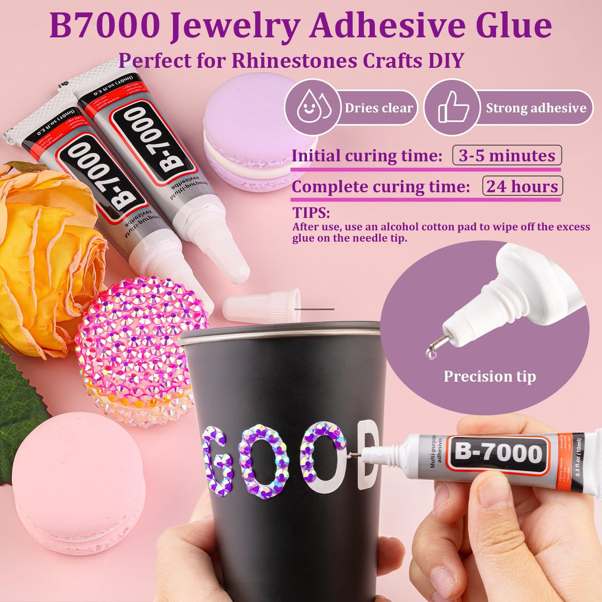 Exemples de créations DIY utilisant les rhinestones violet AB