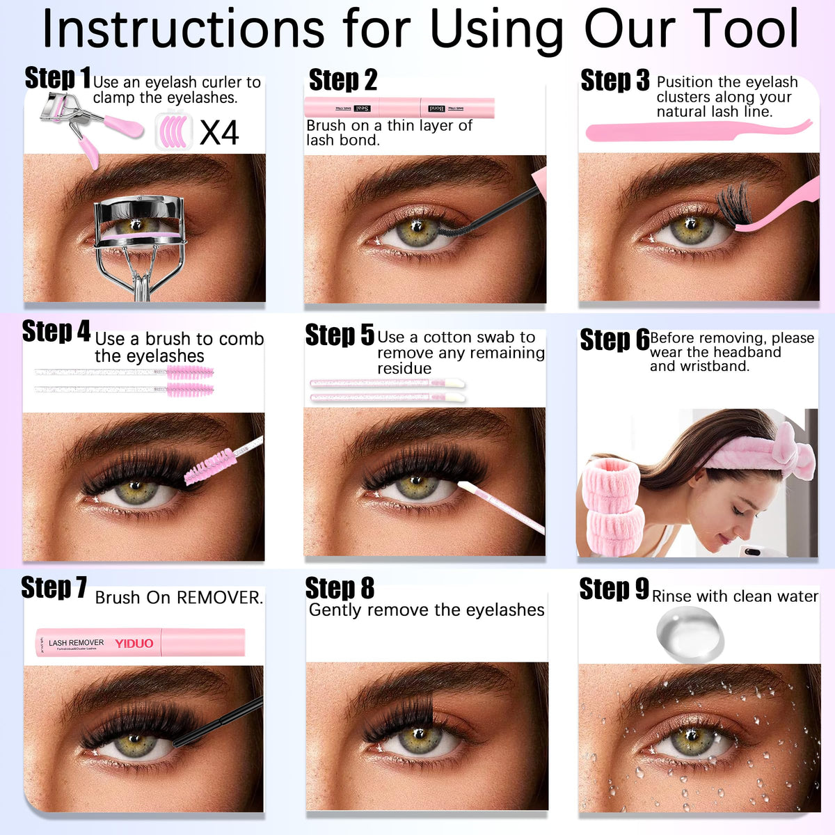 Exemples de styles de cils du kit YIDUO
