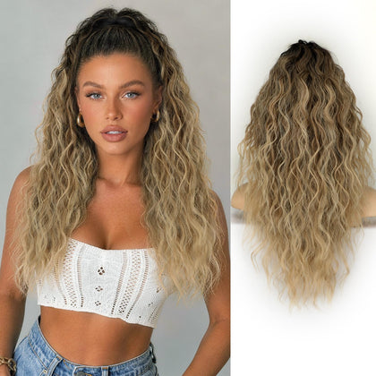 Extension cheveux ORSUNCER 22" bouclée noir et blond ombre vue de face