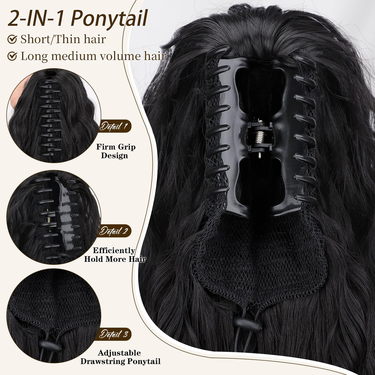 Extension de queue de cheval bouclée ORSUNCER en cheveux synthétiques