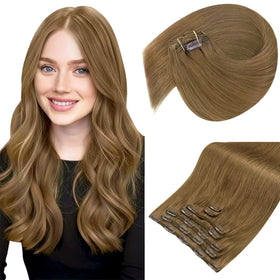 Extensions à clip Sunny Hair 20 pouces châtain clair vue de face