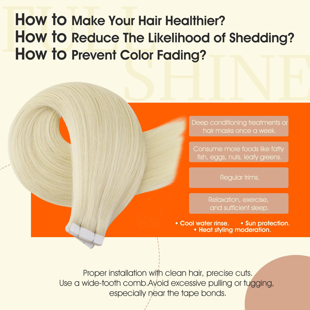 Extensions capillaires à bande Full Shine en conditionnement