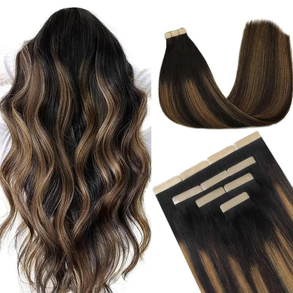 Extensions capillaires adhésives DOORES 100g, vue avant, couleur balayage